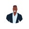 African american businessman face avatar smiling young business man office worker male cartoon character portrait flat