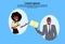 African american businessman getting envelope woman operator secretary concept support service cartoon character