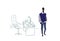 African american businessman standing near workplace modern cabinet elegant male boss business man cartoon character