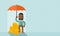 African-american businessman with umbrella as