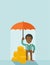 African-american businessman with umbrella as