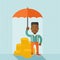 African-american businessman with umbrella as