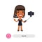 African American Cartoon Selfie Girl with Smartphone