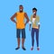 African american casual couple standing together man woman successful summer vacation relax concept female male cartoon
