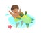 African American child boy playing swimming with sea Turtle friend.