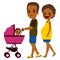 African American Couple Pushing Stroller