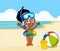 African american cute girl on beach