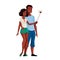 African American dark skinned couple taking selfie