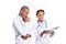 african american doctors in white coats with stethoscopes and diagnosis,