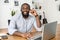 African-American e-commerce manager on the call