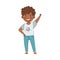 African American Emoji Boy Showing Thumb Up Hand Gesture in Approval Vector Illustration
