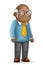 African american european old man adult grandfather 3d cartoon design vector illustration
