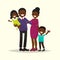 African American family. Father, mother, son and daughter. Vector illustration