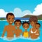 African American Family On Pool