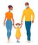 African American family wearing masks to protect from Covid-19. Vector illustration.