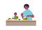 african american father and little son preparing healthy vegetables salad parenting fatherhood concept