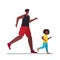 african american father running with little son parenting fatherhood concept dad spending time with his kid