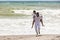 African American Father Son Family on Beach