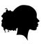 African American female, African profile picture, silhouette. girl from the side with long hair tied together, Afro American hair