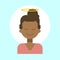 African American Female With Angel Nimbus Emotion Profile Icon, Woman Cartoon Portrait Happy Smiling Face