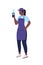 African american female cashier flat color vector faceless character