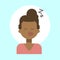 African American Female Sleeping Emotion Profile Icon, Woman Cartoon Portrait Happy Smiling Face