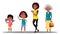 African American Generation Female Set Vector. Grandmother, Mother, Daughter, Granddaughter, Baby. Vector. Isolated