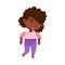 African American Girl Character Pointing at Something with Her First Finger Vector Illustration