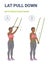 African American Girl Doing Lat Pulldown Home Workout Exercise with Thin Resistance Band or Loop Guidance.