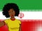 african american girl makes selfie in front of national flag Iran in pop art style illustration. Element of sport fan illustration