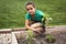 African American Girl Planting a new Plant