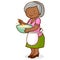 African American grandma cooking. Vector illustration
