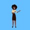 African american headphones woman pointing something happy lady online support service concept female cartoon character