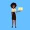 African american headset woman holding paper envelope chat message online support service concept female cartoon