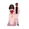 African American just married couple, black bride and groom