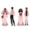 African American just married couple, set of brides and grooms