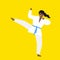 African american karate woman fighter kick wearing kimono vectlor