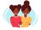 African american lesbian family. LGBT couple. Vector illustration