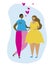 A african american lesbian and girl european and love isolated on a white background for design as Against Homophobia concept, a