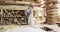 African american male carpenter wearing an apron in a carpentry shop