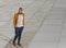 African american male fashion model walking outdoors