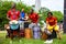 African American male and female percussionists playing djembe and dunun drums at Tam Tams festival in Mount Royal Park