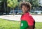 African american male student with amazing hairstyle