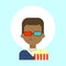 African American Male Wearing 3d Glasses With Popcorn Emotion Profile Icon, Man Cartoon Portrait Happy Smiling Face
