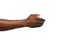 African-American man extending hand for shake on white background