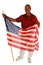 African American man holding American Flag