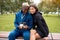 African american man proposes coffee asian woman Multiethnic friendship. Interracial relationship