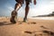 African american man runner seashore seaside tropical waves ocean island nature. Jogger legs sandy beach leisure time