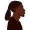 African american man side view portrait with braids in polytail with undercut hairstyle vector illustration isolated