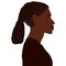 African american man side view portrait with braids ponytail and undercut hairstyle vector illustration isolated